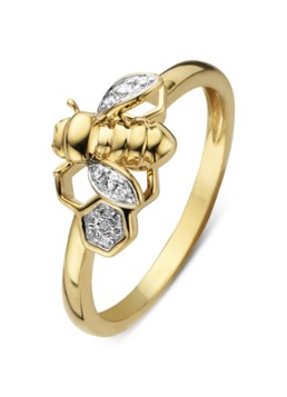 Diamond Point Dames Gouden ring 0.06 ct diamant Queen Bee in de kleur Goud