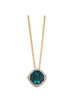 Diamond Point Dames Geelgouden hanger, 1.96 ct london topaas, Fiësta in de kleur Blauw