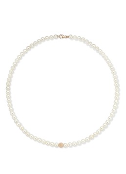 Diamond Point Dames Roségouden collier witte zoetwaterparel Rivièra in de kleur Wit
