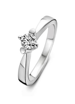 Diamond Point Dames Witgouden ring 0.09 ct diamant Hearts & Arrows in de kleur Witgoud