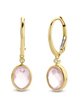 Diamond Point Dames Geelgouden oorsieraden 2.38 ct roze kwarts Philosophy in de kleur Geelgoud