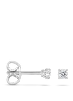 Diamond Point Dames Witgouden solitair groeibriljant oorstekers, 0.04 ct. 0.04 ct diamant Groeibriljant in de kleur Witgoud