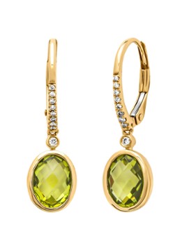 Diamond Point Dames Geelgouden oorsieraden, 2.61 ct peridoot, Philosophy in de kleur Geelgoud