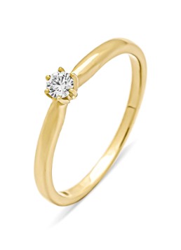 Diamond Point Dames Geelgouden ring, 0.10 ct diamant, Hearts & Arrows in de kleur Geelgoud