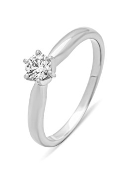 Diamond Point Dames Witgouden ring, 0.25 ct diamant, Hearts & Arrows in de kleur Witgoud
