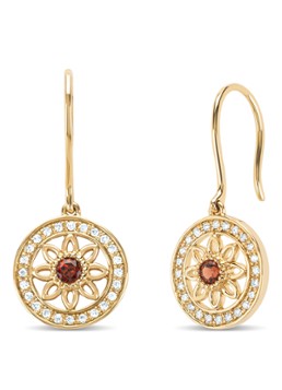 Diamond Point Dames Geelgouden oorsieraden, 0.17 ct granaat, Birthstones in de kleur Geelgoud