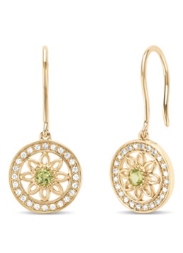 Diamond Point Dames Geelgouden oorsieraden, 0.15 ct peridoot, Birthstones in de kleur Geelgoud