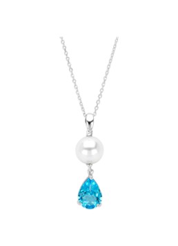 Diamond Point Dames Witgouden hanger, 1.19 ct topaas, Rivièra in de kleur Witgoud