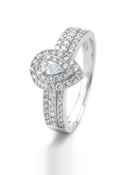 Diamond Point Dames Witgouden ring, 0.50 ct diamant, Petite Romance in de kleur Witgoud