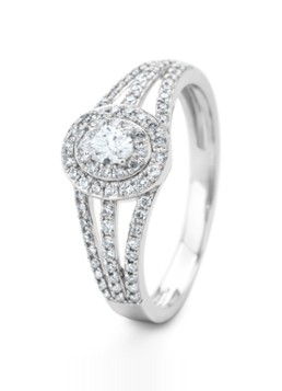 Diamond Point Dames Witgouden ring, 0.38 ct diamant, Petite Romance in de kleur Witgoud