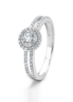 Diamond Point Dames Witgouden ring, 0.28 ct diamant, Petite Romance in de kleur Witgoud