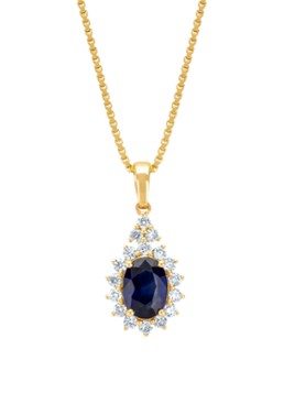 Diamond Point Dames Geelgouden hanger, 1.00 ct blauwe saffier, Eden in de kleur Geelgoud