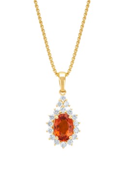 Diamond Point Dames Geelgouden hanger, 1.00 ct oranje saffier, Eden in de kleur Geelgoud