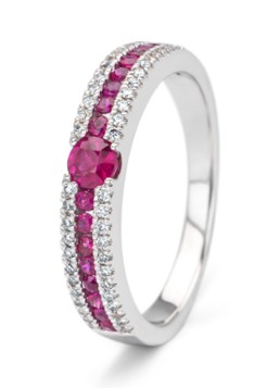Diamond Point Dames Witgouden ring, 0.38 ct robijn, Majestic in de kleur Witgoud