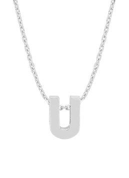 Diamond Point Dames Witgouden hanger U, Alphabet in de kleur Witgoud