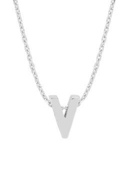 Diamond Point Dames Witgouden hanger V, Alphabet in de kleur Witgoud