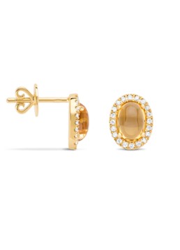 Diamond Point Dames Geelgouden oorsieraden, 3.12 ct citrien, Little Drops in de kleur Geelgoud
