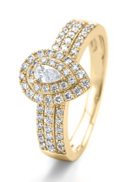 Diamond Point Dames Geelgouden ring, 0.50 ct diamant, Petite Romance in de kleur Geelgoud