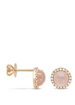 Diamond Point Dames Roségouden oorsieraden, 2.18 ct rozenkwarts, Little Drops in de kleur Roségoud