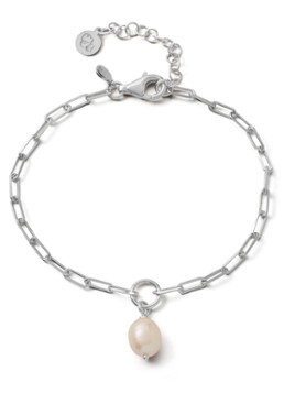 Casa Jewelry Dames Paperclip Pearl armband van zilver in de kleur Zilver