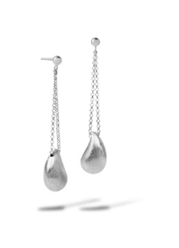 Casa Jewelry Dames Drop Satin oorstekers van zilver in de kleur Zilver