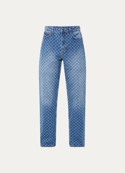 Daily Paper Heren Amba mid waist straight leg jeans met logoprint in de kleur Indigo, maat: L