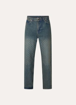 Daily Paper Heren Faced straight leg jeans met medium wassing in de kleur Indigo, maat: S