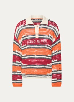 Daily Paper Heren Kente grofgebreide trui met logo in de kleur Oranje, maat: XL