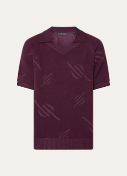 Daily Paper Heren Monogram fijngebreide polo in de kleur Aubergine, maat: S