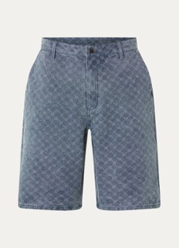 Daily Paper Heren Monogram loose fit korte broek van denim met medium wassing in de kleur Staalblauw, maat: L