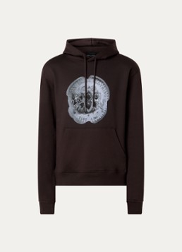 Daily Paper Heren Emblem hoodie met print in de kleur Donkerbruin, maat: L
