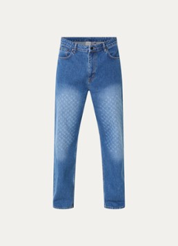 Daily Paper Heren Amba straight leg jeans met logoprint in de kleur Indigo, maat: XL
