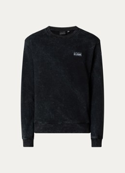 Daily Paper Heren Metallic shield sweater met front- en backprint in de kleur Zwart, maat: XL