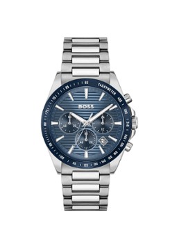 BOSS Heren Strike Chrono horloge HB1514240 in de kleur Zilver, maat: 30 maat