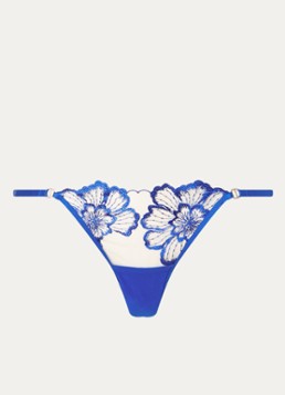 Bluebella Dames Catalina tanga van mesh met bloemborduing in de kleur Blauw, maat: 42