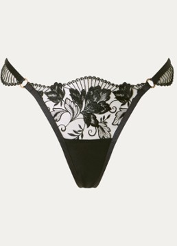 Bluebella Dames Gabriella tanga van mesh met borduring in de kleur Zwart, maat: 42