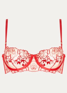Bluebella Dames Rosalie beugel bh van mesh met borduring in de kleur Rood, maat: E65