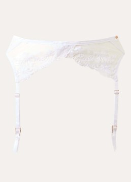 Bluebella Dames Marseille jarretels van mesh met borduring in de kleur Wit, maat: 34