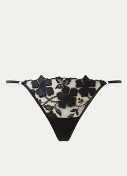 Bluebella Dames Alara string van mesh met bloemborduring in de kleur Zwart, maat: 42