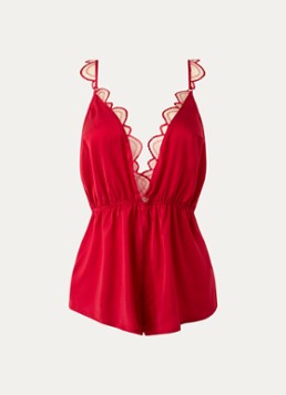 Bluebella Dames Slipdress van satijn met mesh en borduring in de kleur Rood, maat: 42