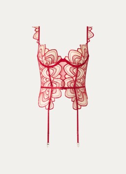 Bluebella Dames Soraya bustier van mesh met borduring in de kleur Rood, maat: D80