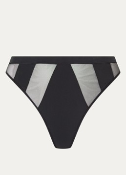 Bluebella Dames Orla high waisted tanga met mesh in de kleur Zwart, maat: 42