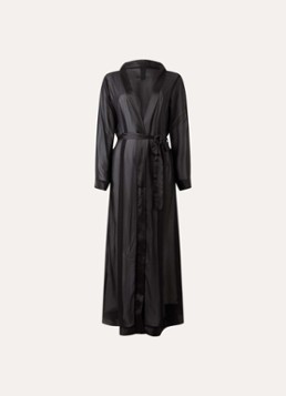 Bluebella Dames Marcella semi-transparante kimono met details van satijn in de kleur Zwart, maat: L