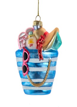 Kurt Adler Strandtas kersthanger 14,5 cm Blauw - Deal