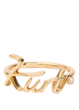 Kurt Geiger Dames Kurt Script ring met kristal in de kleur Goud, maat: 56