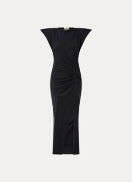 Isabel Marant Dames Nadela maxi jurk met plooidetail en split in de kleur Zwart, maat: 34