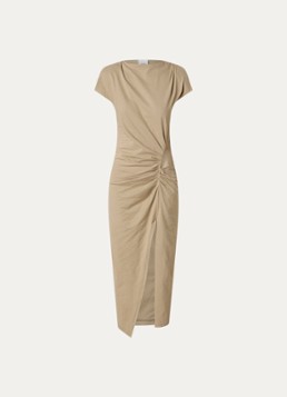Isabel Marant Dames Nadela midi jurk met split in de kleur Khaki, maat: 38