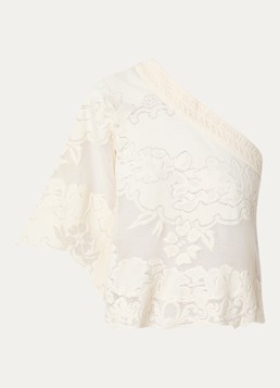 Isabel Marant Dames Shilo top met broderie en asymmetrische hals in de kleur Gebroken wit, maat: S