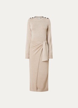 Isabel Marant Dames Jozira fijngebreide maxi jurk in wolblend in de kleur Beige, maat: 38