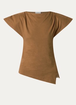 Isabel Marant Dames Sebani top met schoudervulling en asymmetrische zoom in de kleur Camel, maat: L